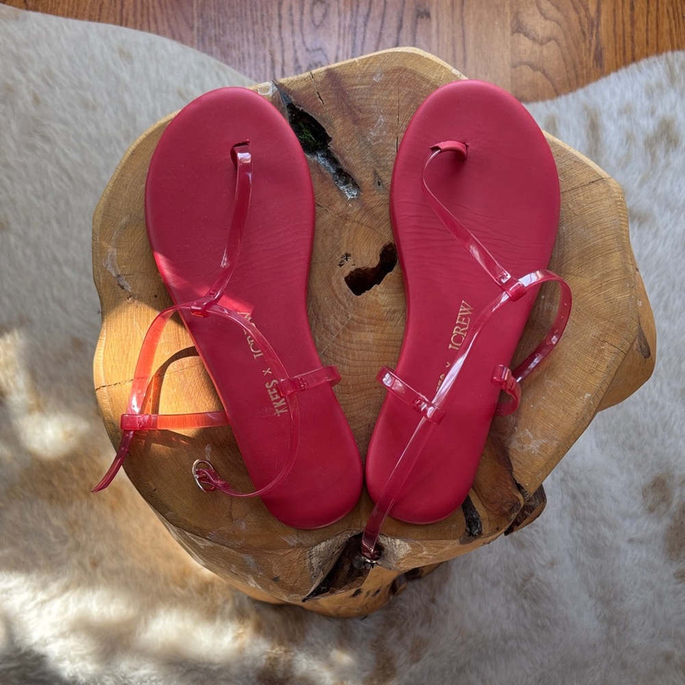 Tkees red t strap sandals